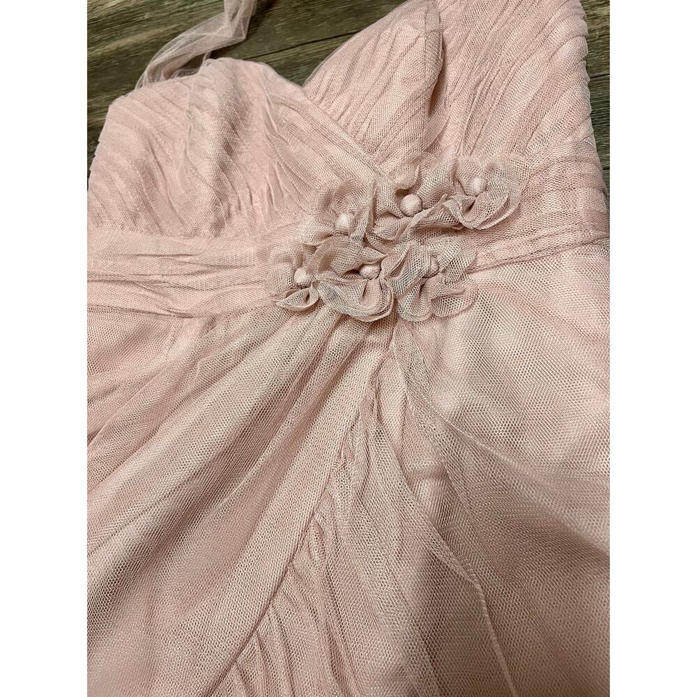 Alfred Angelo Blush Pink Tulle Rosette Halter Cocktail Dress Prom Formal Sz 0 - Picture 5 of 11